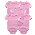 5-Piece Solid Color Baby Unisex Bodysuits Soft Newborn Boys Girls Short Sleeve Onesies 0-12 Months Infant Clothes