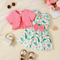 2pcs Baby Girl Dress Sleeveless Flower Princess Dress+Short Sleeve Shawl Set 0-3 Year  Toddler Summer Fashion Dress