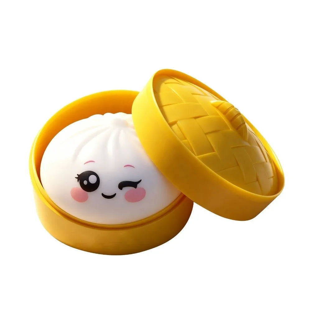 Glitter Dumplings Squishy Toy Soft with Steamer Squishy Toy Slow Resilience Fidget Stress Relief Sensory Ball
