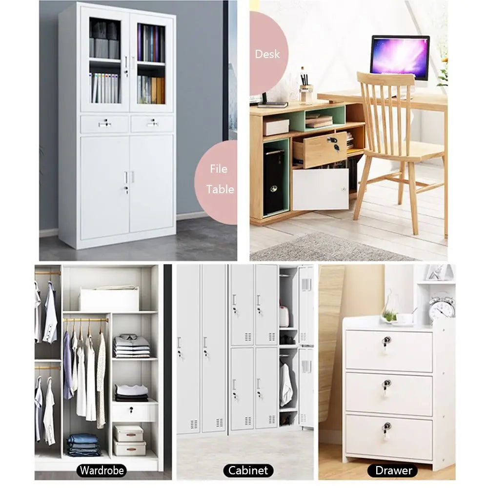 Office Burglarproof Zinc Alloy Cabinet Locker Wardrobe 2 Keys Drawer Lock