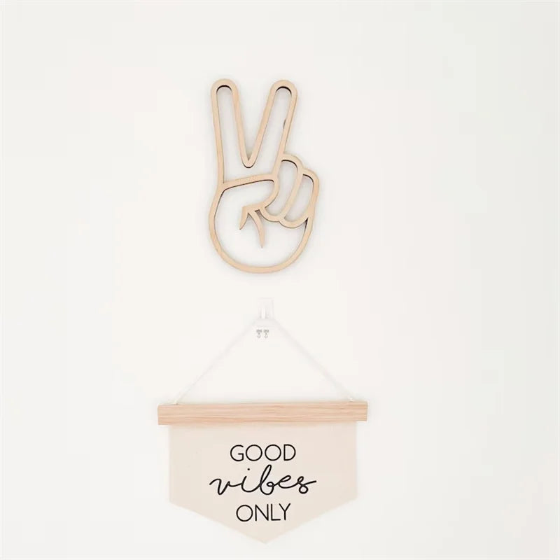 Scandinavian-Inspired Wooden Gesture Wall ArtPersonalized Gesture - Creative Home & Game Room Decor, Reusable, Perfect For Photo