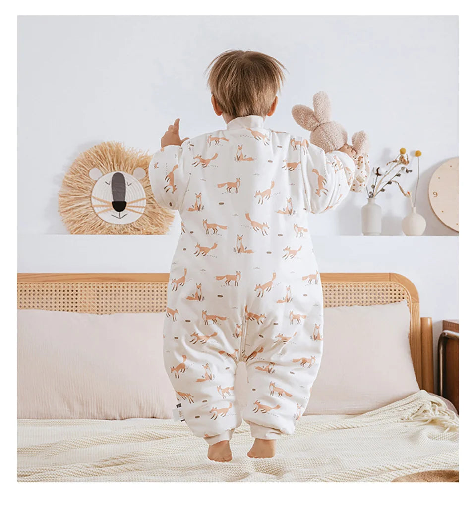 Baby Sleeping Bag 1-4Years Removable Sleeves Kids Winter Warm Sleepwear 3-Ways Zipper Design High Quality Baby Sleepsack