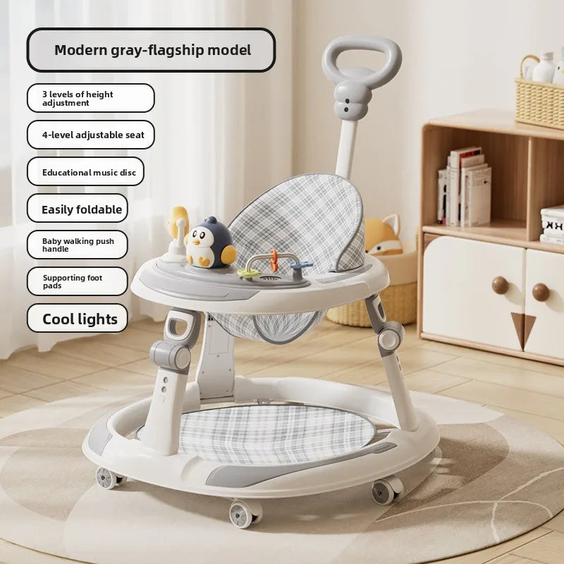 Baby Walker Foldable Multifunctional Toddler Learning Car Anti O Leg Design Adjustable Music Tray Safety Wheels W1