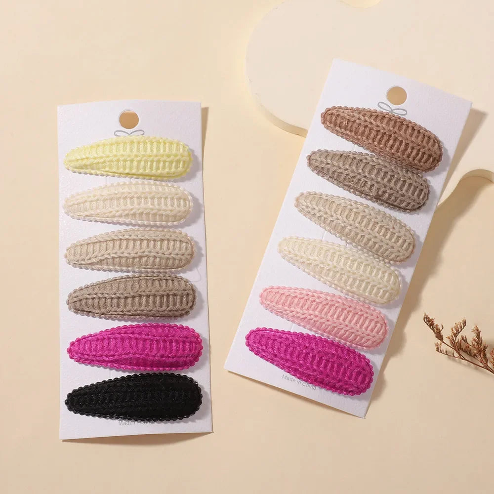 6Pcs/Set Cotton Fabric Plaid BB Hairpins Alloy Hair Clips for Kids Girls Toddler Hairgrips Headwear Baby Hair Accessories