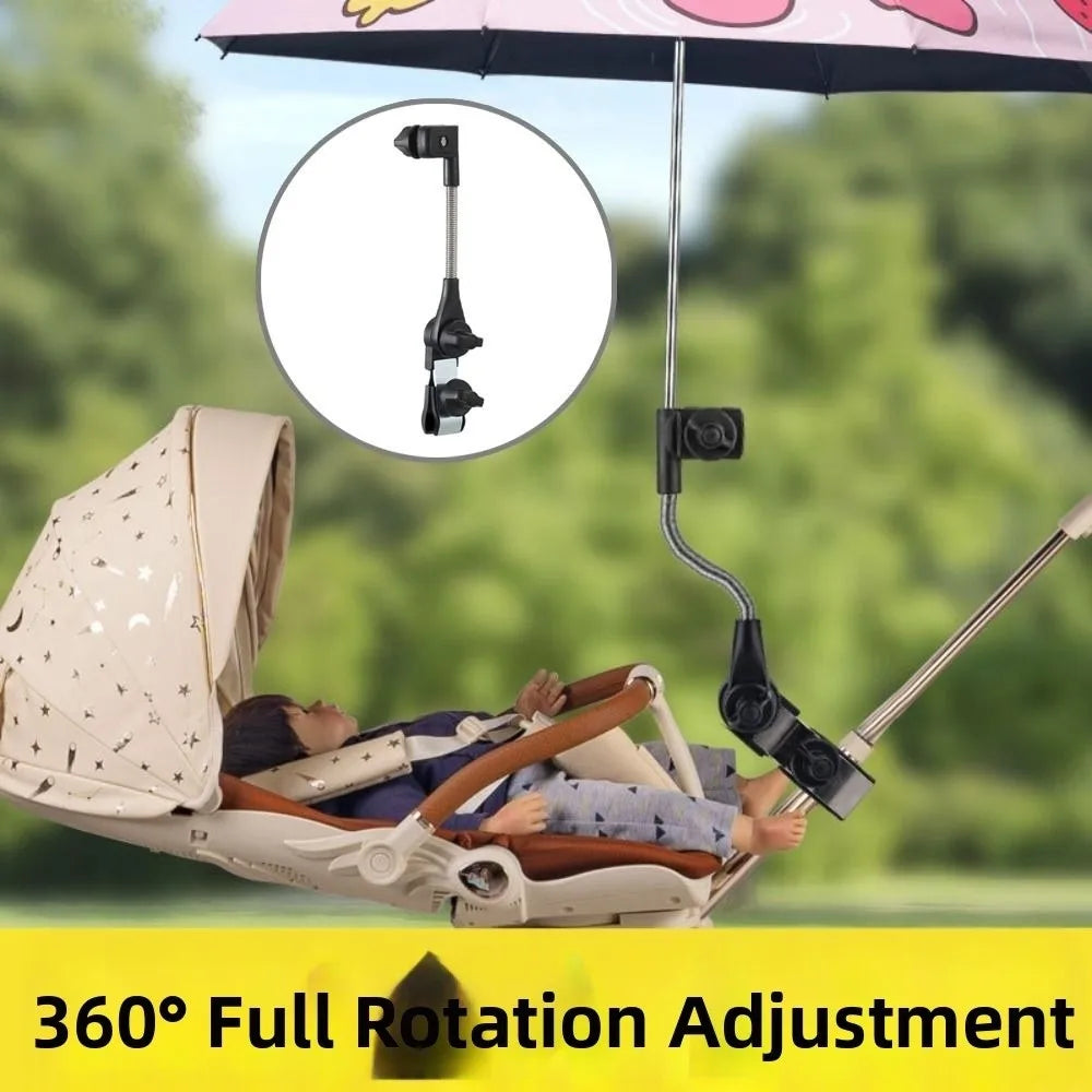 Rainproof Adjustable Umbrella Mount Stand Adjustable Angle Non-slip Clamp Pram Umbrella Bracket Portable Flexible