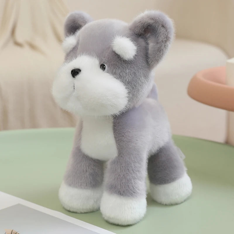 Lifelike 25cm Plush Dog Toy Schnauzer Husky Golden Retriever Stuffed Doll For Kids