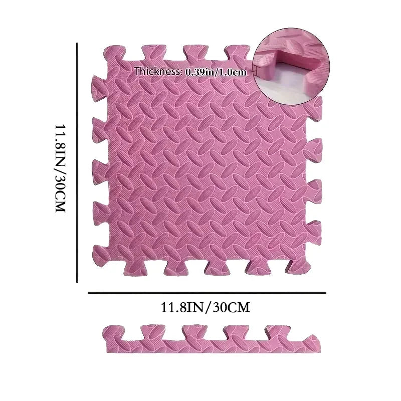 Interlocking Baby Play Mat 1cm Thick EVA Foam 30x30cm Tile Leaf Grain Design, 6 Or 12 Pack