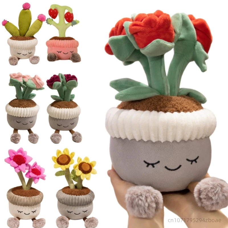 Lifelike Tulip Succulent Plants Plush Stuffed Bookshelf Decor Cake Toy Soft Doll Pendant Kawaii Pillow for Girls Birthday Gifts