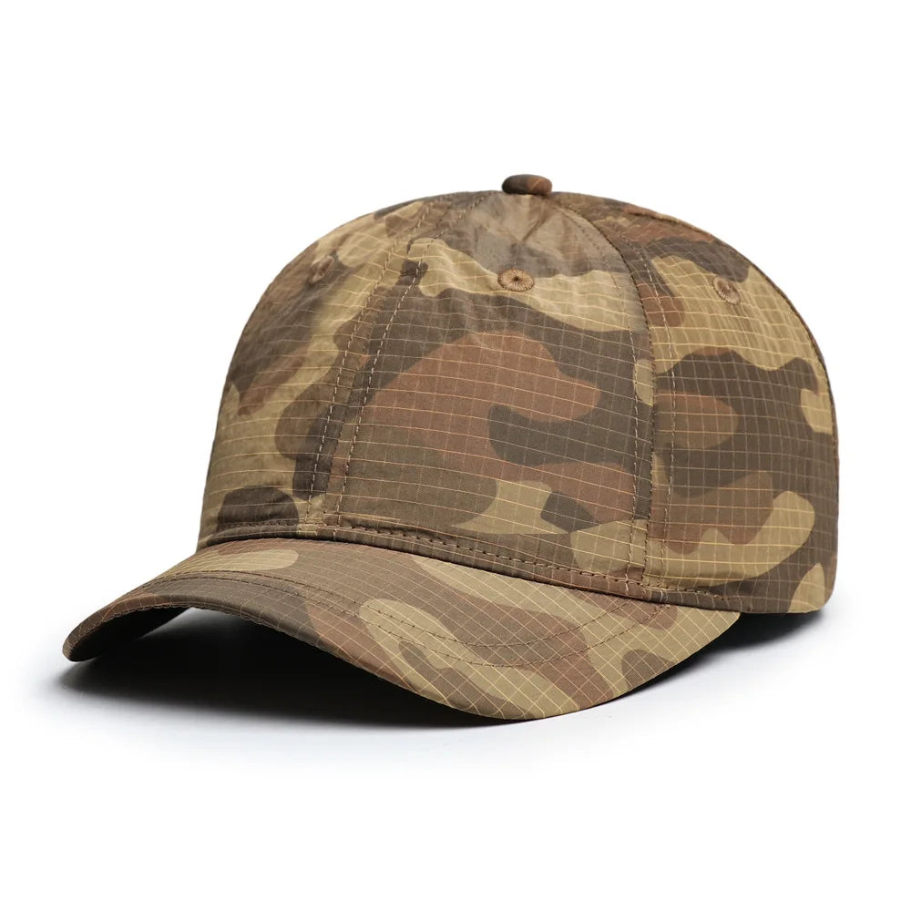 Lightweight Quick Dry Plaid Camouflage Baseball Cap Sunshade Short Brim Duckbill Cap Model QD Camouflage