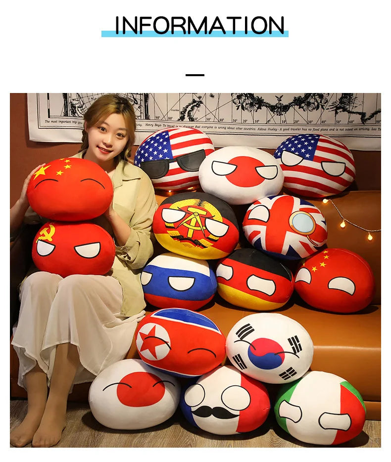 Hot  10/30/50cm Polandball Country Ball Toy Plush Pendant Plush Doll Countryball Ussr Usa France Russia Uk Japan Germany  Italy