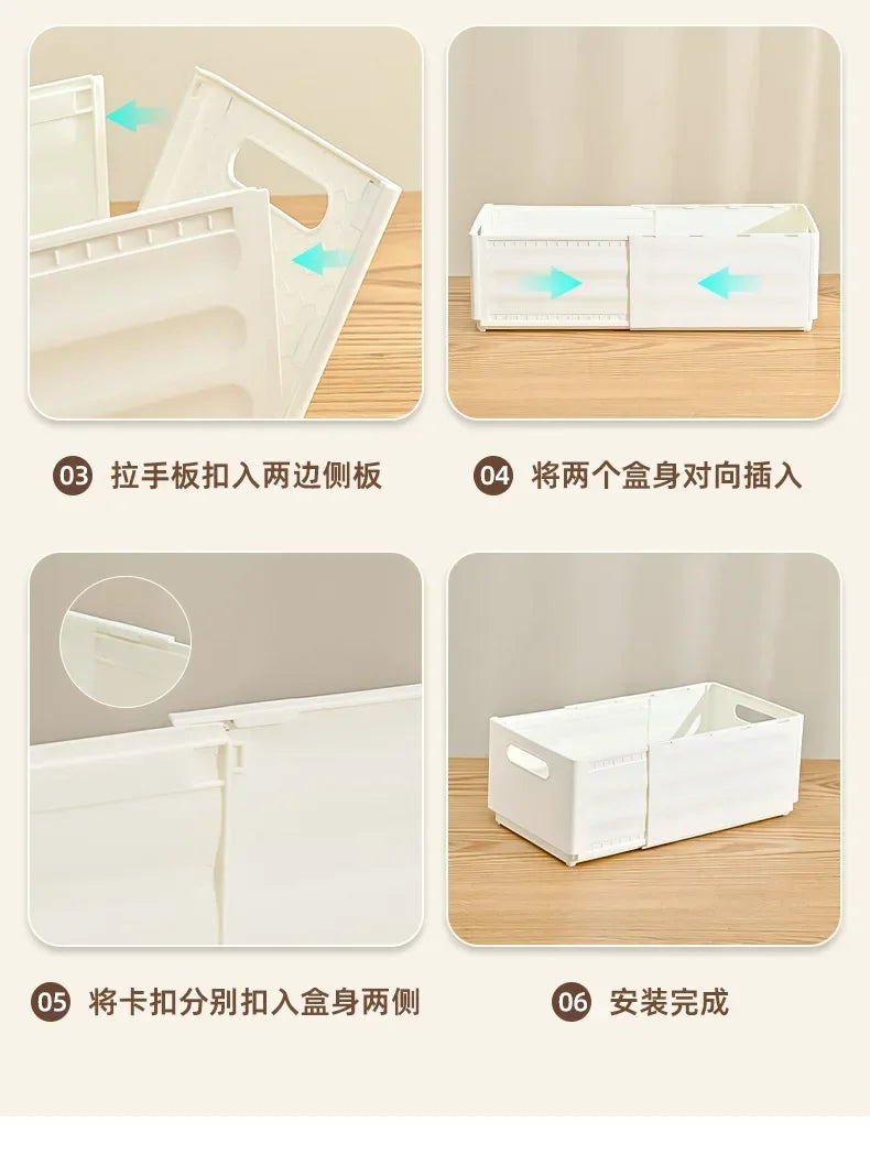 Foldable Clothes Storage Basket Expandable Storage Box Kitchen Cabinet Drawer Organizer Pull-out Snacks Beverage Storage Box
