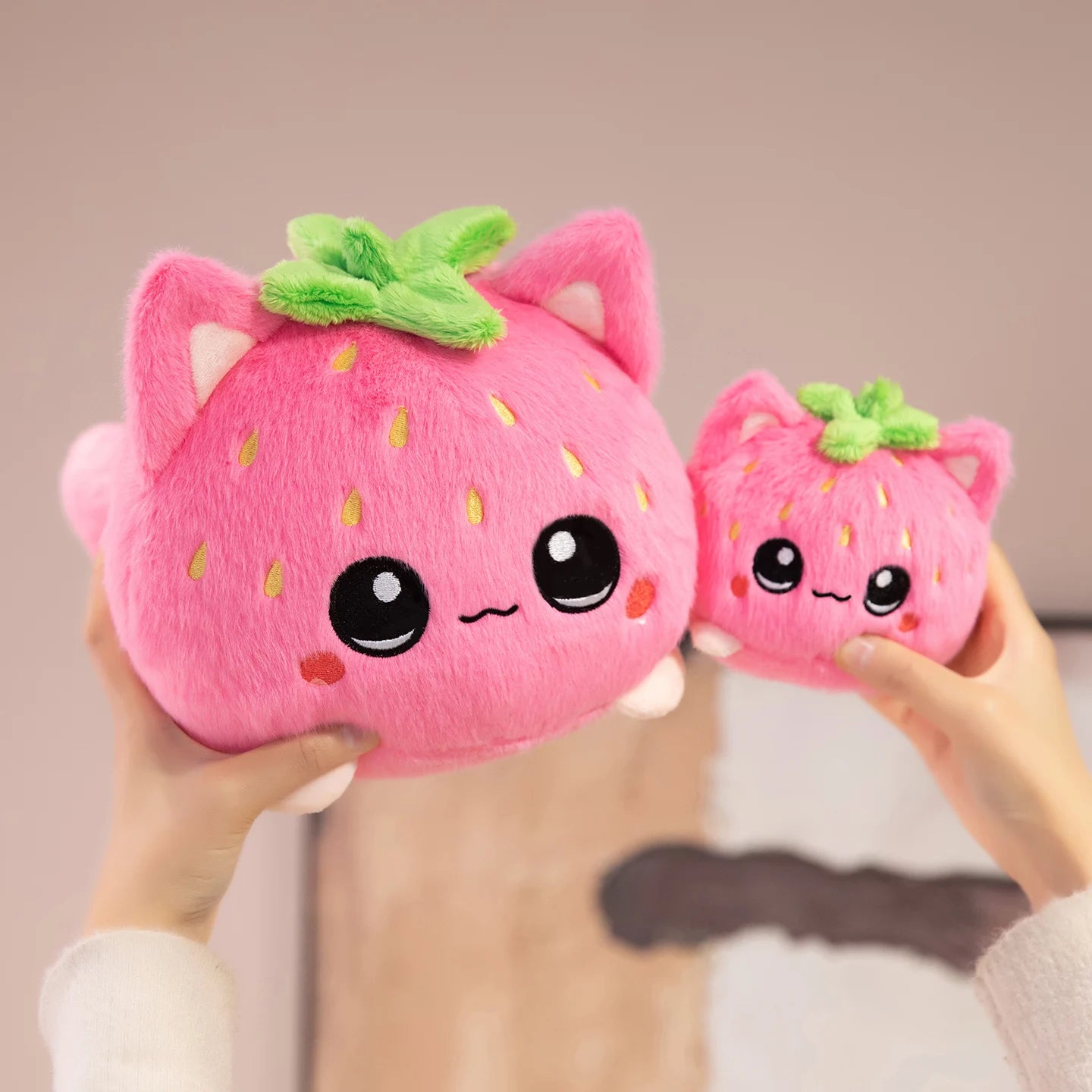 Cute Plush Dolls With Strawberry Cat Stuffed Soft Toys Fruit Sofa Doll Birthday Gift Room Decor Children's Friends Birthday