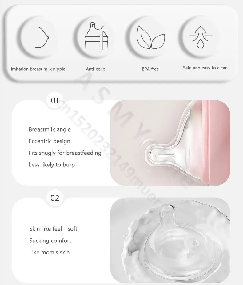 Anti-flatulence newborn glass bottle / wide mouth eccentric nipple anti-breastfeeding bottle / 150ML210ML glass bottle