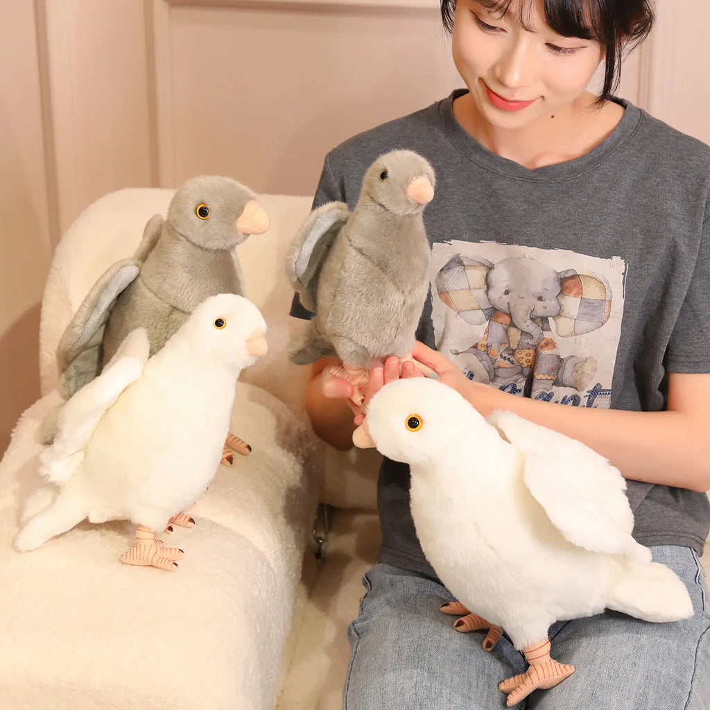 Grey White Simulation Pigeon Plush Toy Peace Dove Stuffed Animal Doll for Kids Home Decor And Photography Props