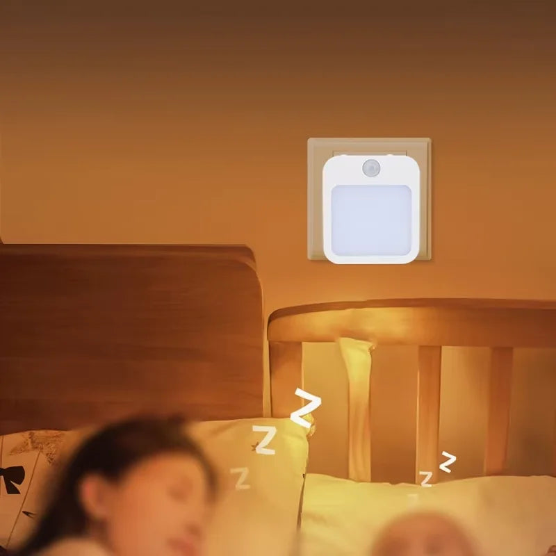 Motion Sensor Night Light With LED Plug EU US Wireless Bedside Lamp For Bedroom And Nightstand Modern Compact Design