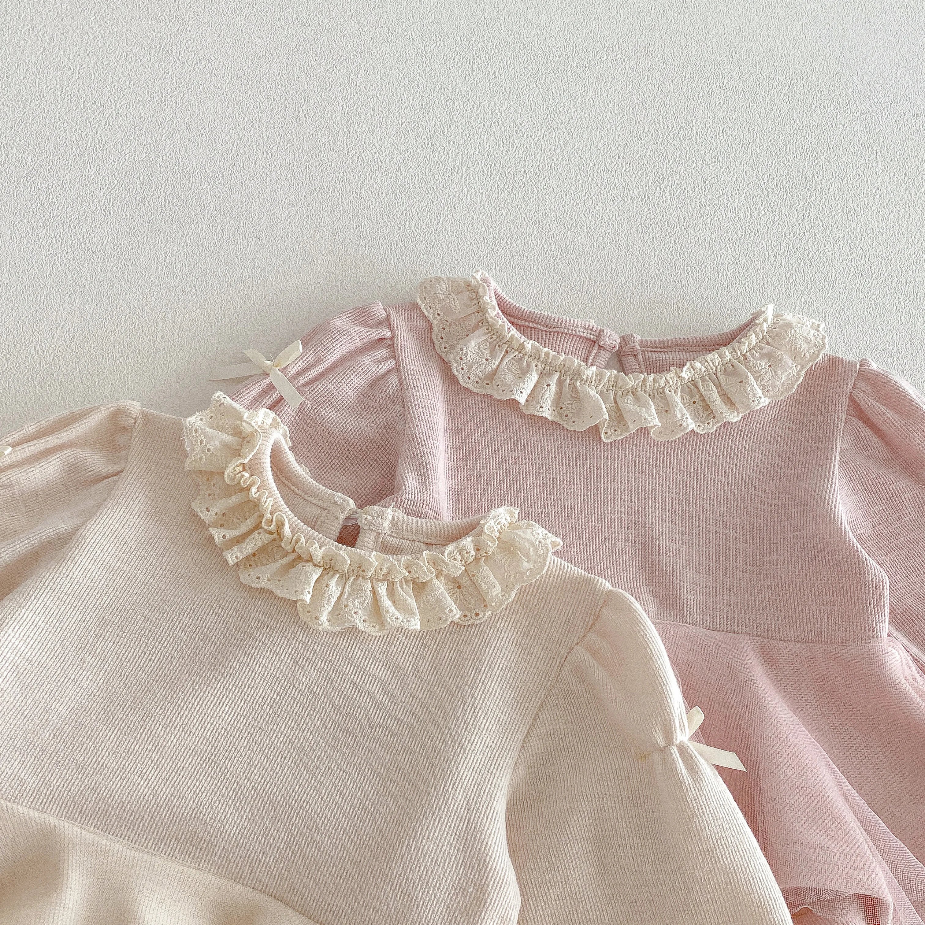 Girls' Fashion Set 2026 Korean Style Spring-Autumn Net Scarfed Bowknot baby Shirt with Flared Pants - Girls' Two-Piece Set