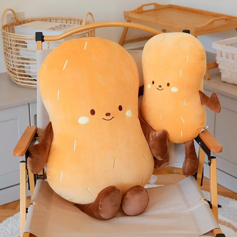 Adorable Cartoon Smile Peanut Plush Throw Pillow Soft Comfy Sleeping Pillow Back Pillow For Chair Creative Home Decor Nice Gift