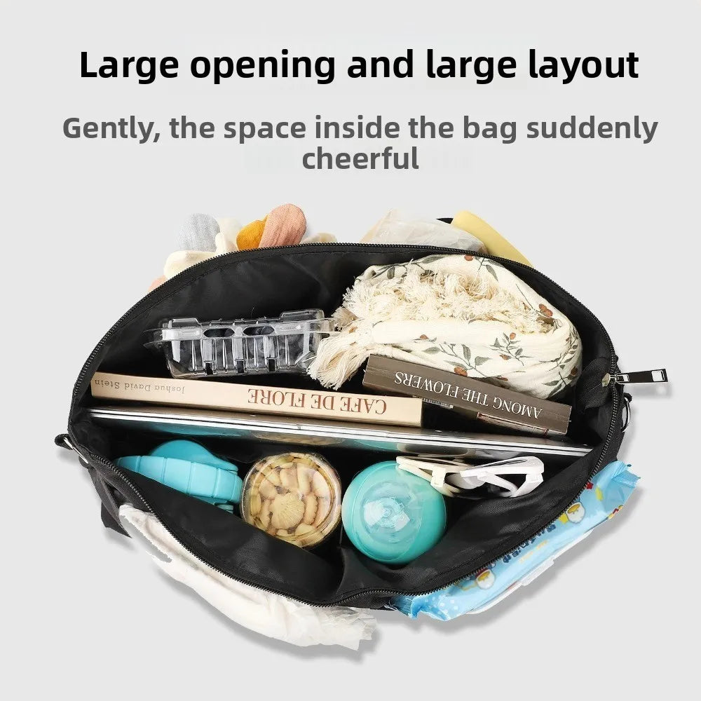 Portable Baby Stroller Storage Bag Multifunction Black Baby Pram Hanging Bag Large-capacity Waterproof Mommy Shoulder Bag