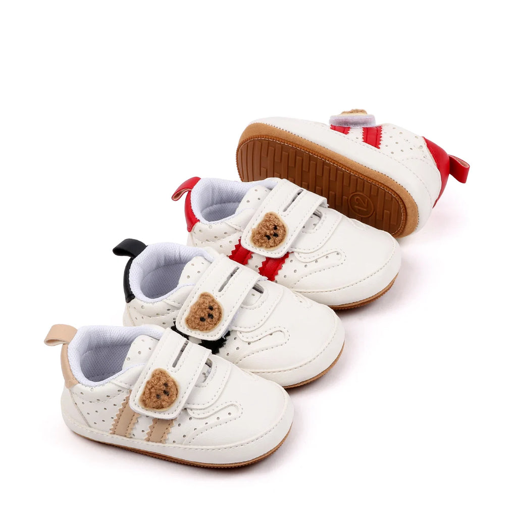 2025 0-18 Months Baby Boys Girls Sneakers Cute Bear Embroidery Infant First Walking Shoes Non-Skid Athletic Shoes
