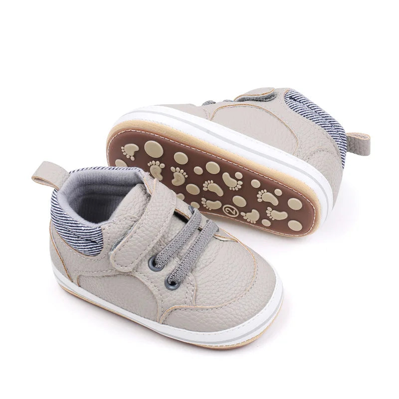 2025 Baby Sneaker Spring and Autumn Style High Quality PU and TPR Sole Newborn Toddler Prewalk Shoes Outdoor Water Proof BNB3093