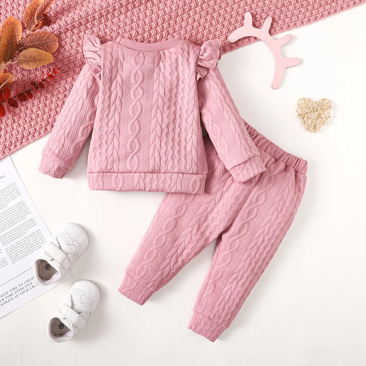 0-24 Months Baby Girl Set Solid Color Twist bar Tops+Long Pants 2pc/Set Baby Girl Spring  Autumn Fashion Set Toddlers' Clothing