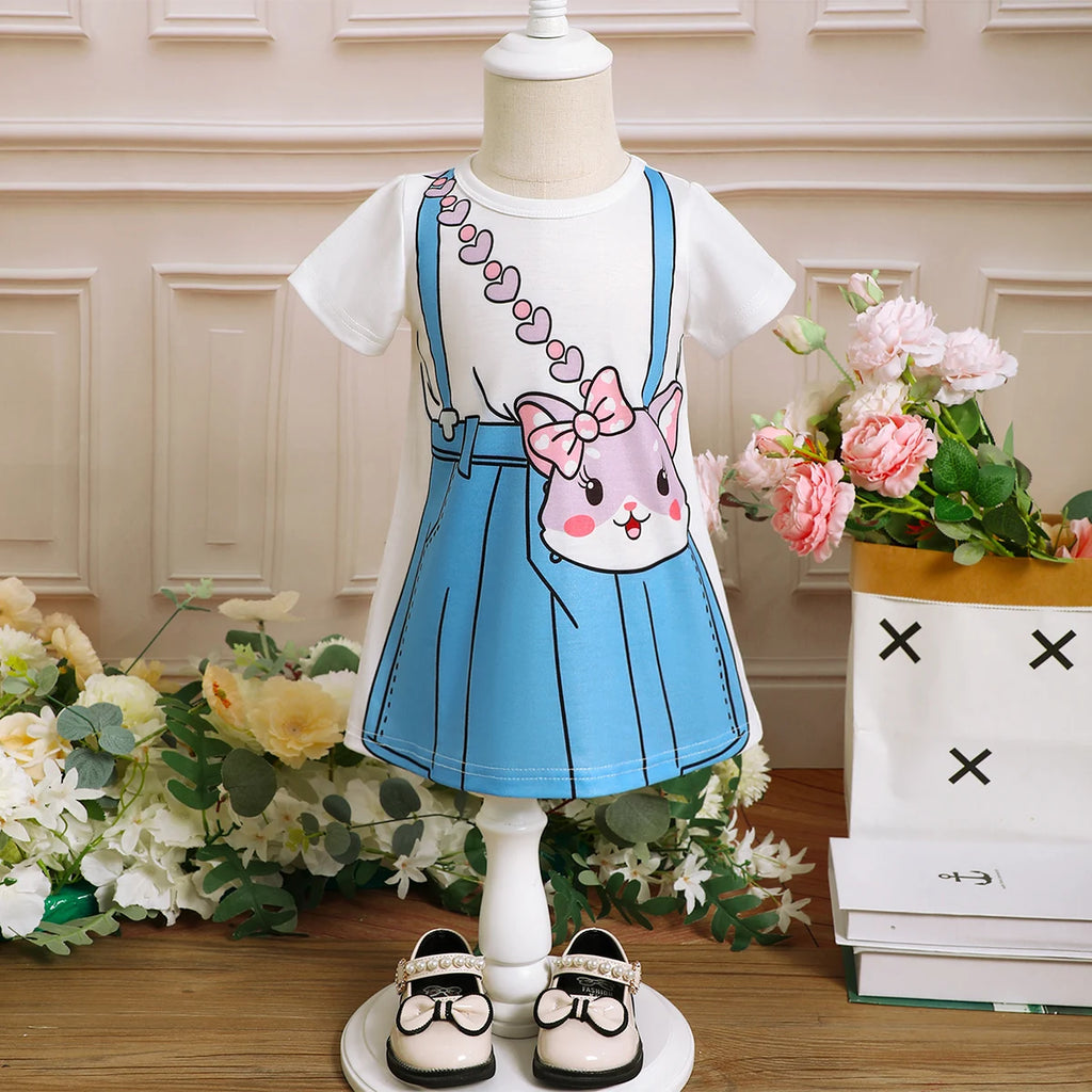 Baby girl Dress, Cute Little Cat Printed Short sleeved Dress, suitable for 0-3 Years old Cute Baby girl Toddler Casual Dress