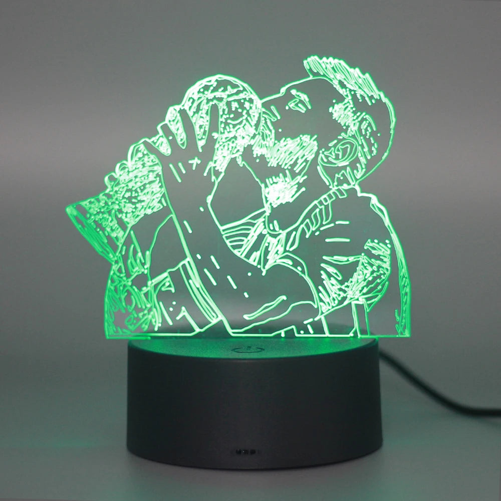 3D Illusion Night Light Messi 7 Color/16 Color Gradient Touch Switch LED Night Light Table Lamp (Crackle White)