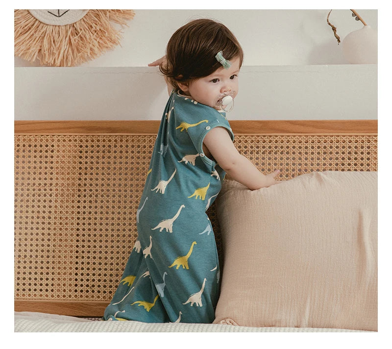 0-24 Months Baby Sleeping Bag Summer Thin Layer Sleep Sacks 0.5Tog One-Piece Sleepwear Beige Wheat Printed Anti-Kick Blanket