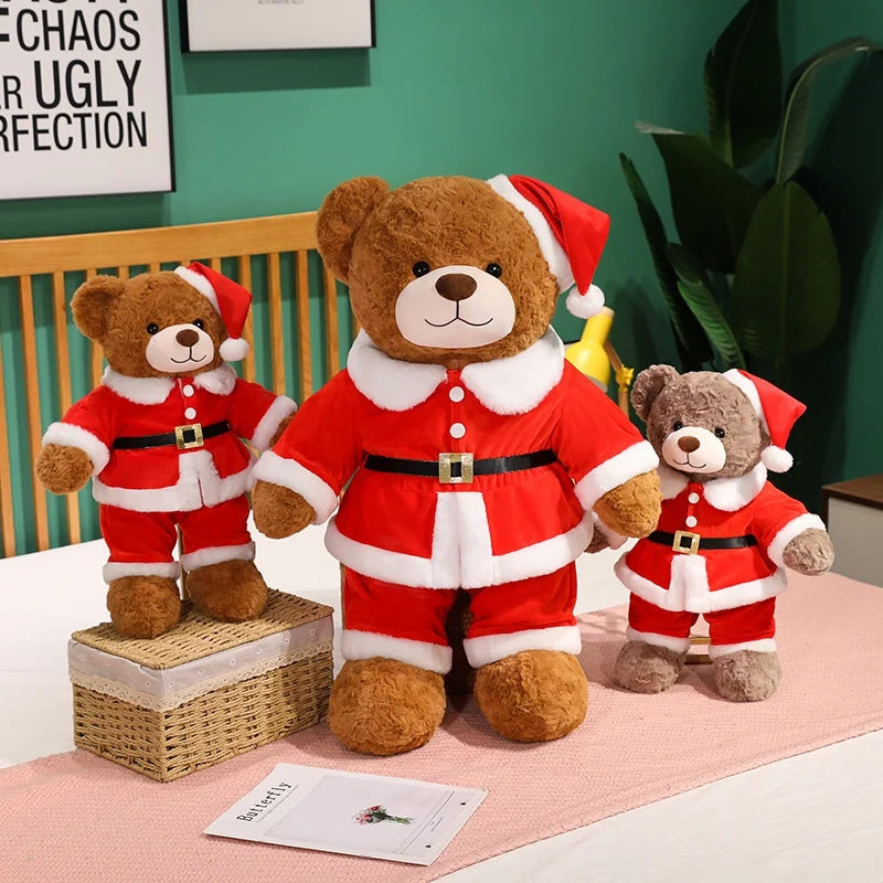 Hot 1pc 48/78cm Christmas Bear Plush Pillow Toy Cartoon Santa Bear Soft Stuffed Doll Cute Christmas Party Decor Kids Xmas Gifts