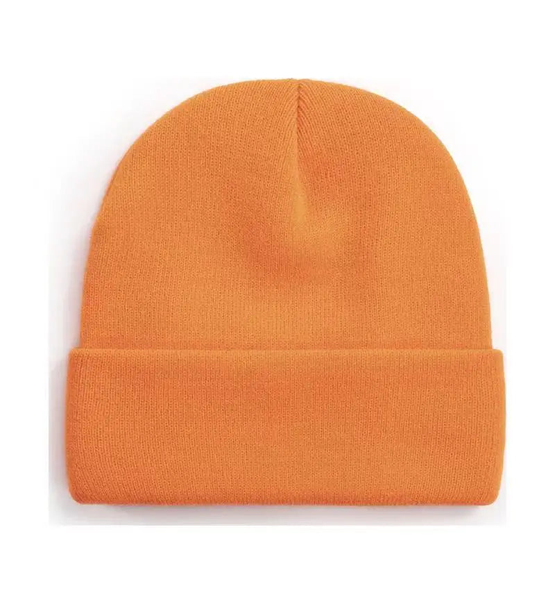 Knitted Hat For Men And Women Warm Beanie Model M01 Solid Color Rolled Edge