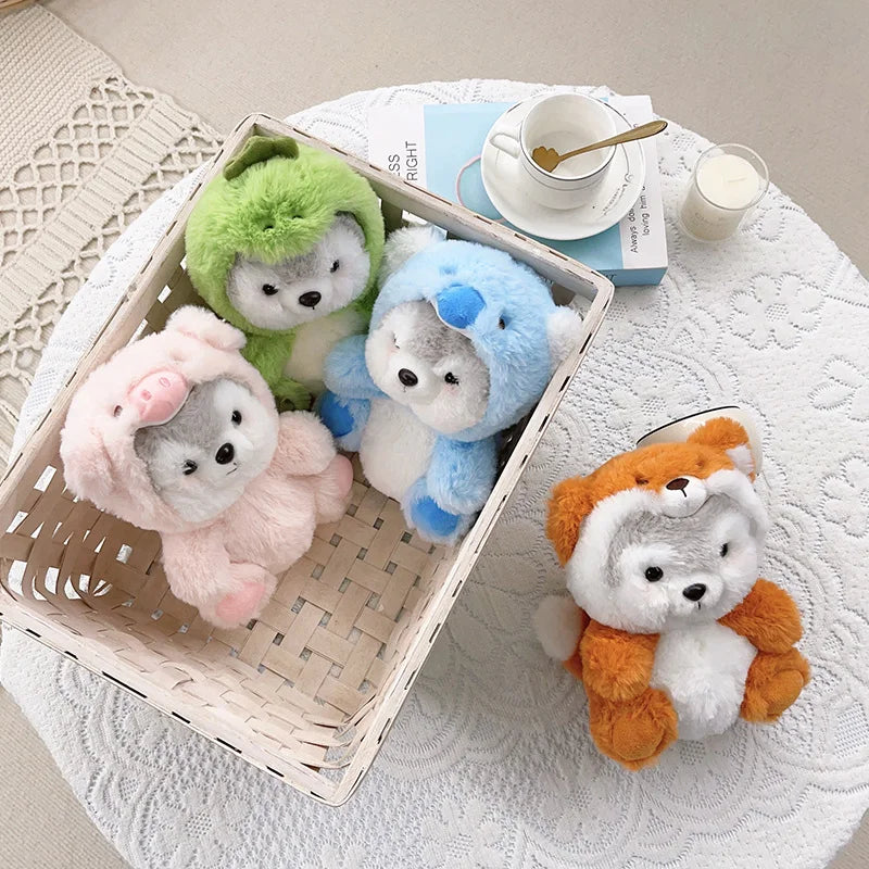 New Creative Cute Husky Dog Plush Toy Stuffed Kawaii Puppy Dog Transform to Pig Koala Dinosaur Fox Cartoon Soft Animal Doll