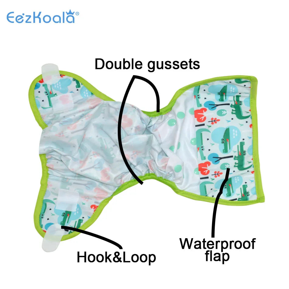 EezKoala Eco-friendly Cloth Diaper Cover Baby Washable Diaper Waterproof Baby Nappy Reusable Adjustable Pocket Diaper Hook&Loop