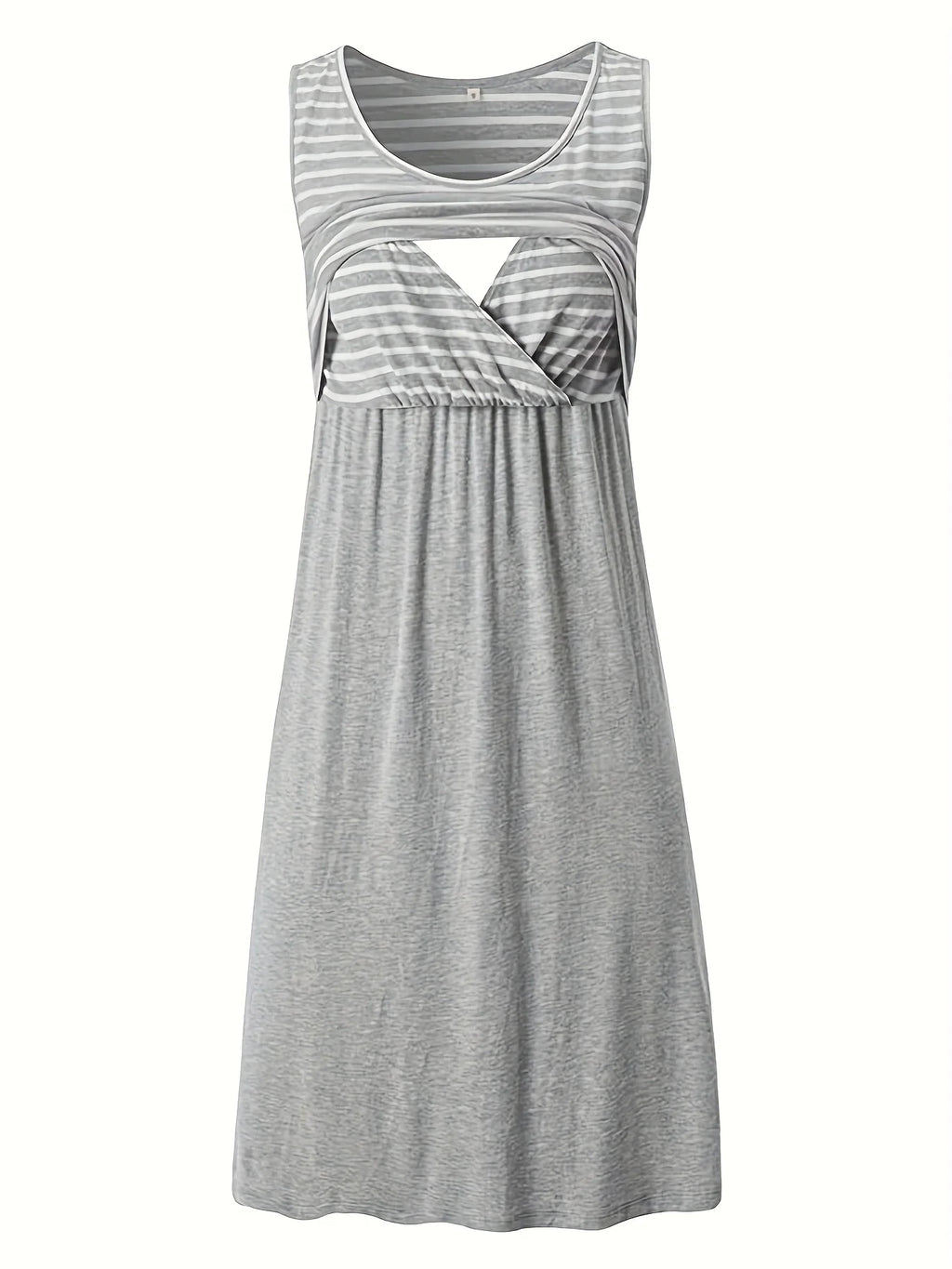 Maternity Nursing Sleeveless Mini Dress Stripe Splicing Comfortable Maternity Wear for Pregnant Women