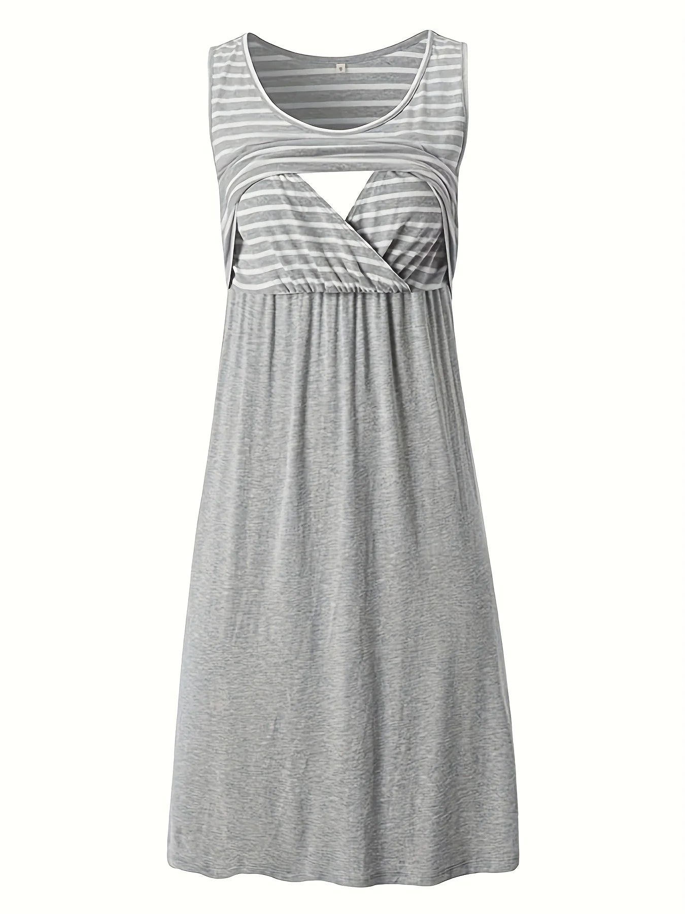 Maternity Nursing Sleeveless Mini Dress Stripe Splicing Comfortable Maternity Wear for Pregnant Women