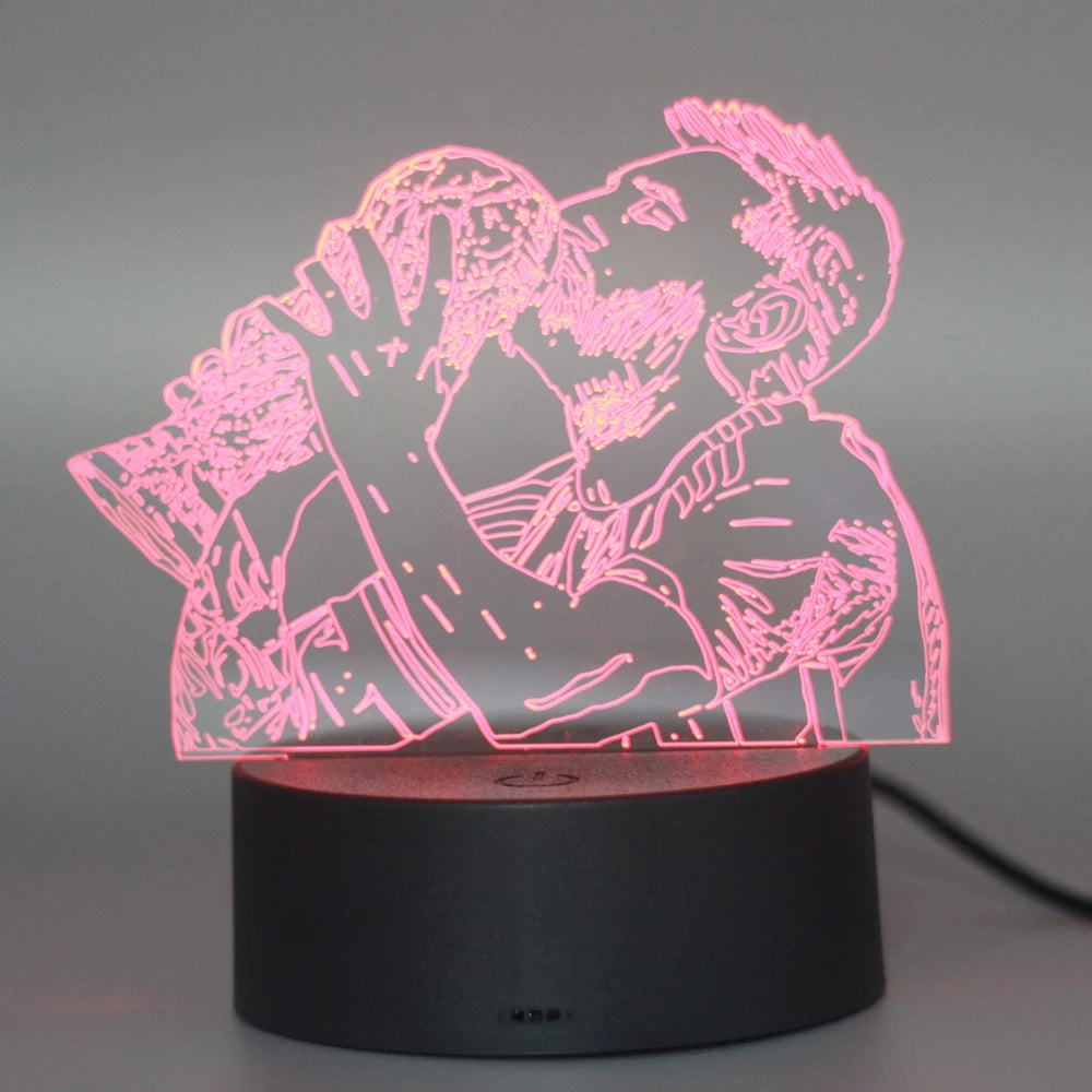 3D Illusion Night Light Messi 7 Color/16 Color Gradient Touch Switch LED Night Light Table Lamp (Crackle White)