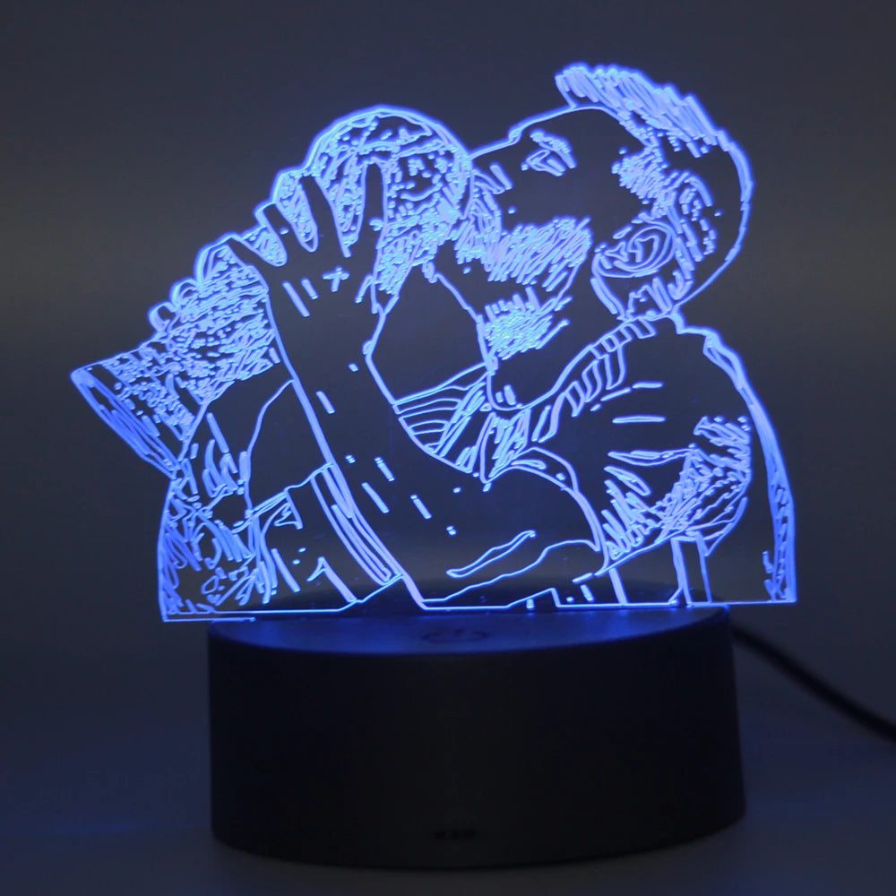 3D Illusion Night Light Messi 7 Color/16 Color Gradient Touch Switch LED Night Light Table Lamp (Crackle White)