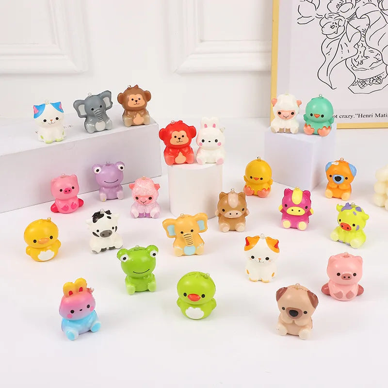 5/10/20/30PCSPU Slow Rebound Animal Squishy Cartoon Stress Relief Toy Keychain Resistant to Rubbing Release Pressure Squishy