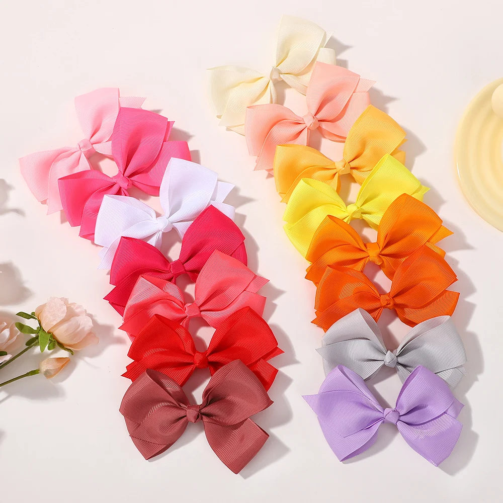 30Pcs Random Color 4.9x3.15 Inch Bowknot Hair Bangs Clips for Girls Party Travel Hairgripes Dress Up for Kids Hair Accessories
