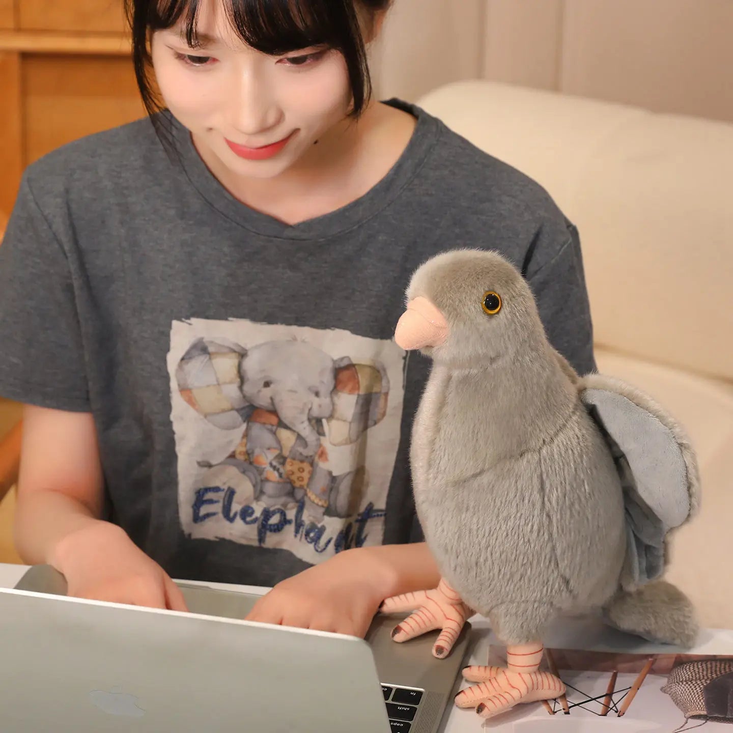 Grey White Simulation Pigeon Plush Toy Peace Dove Stuffed Animal Doll for Kids Home Decor And Photography Props