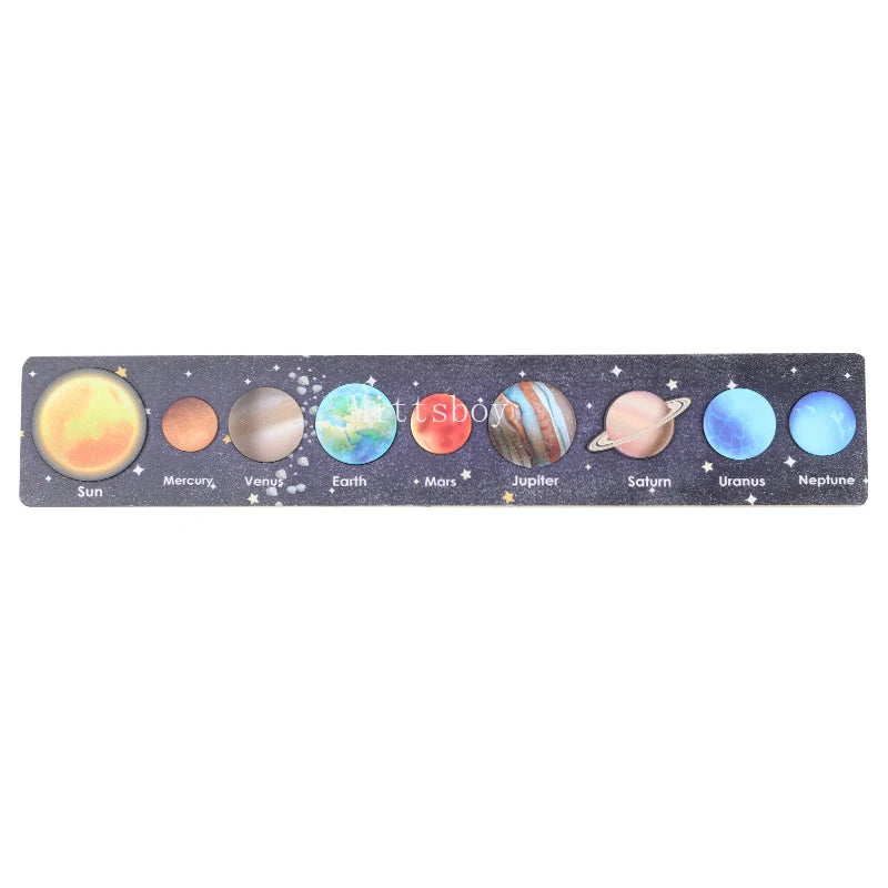 Montessori Wooden Solar System Jigsaw Puzzle Eight Planets Educational Toy For Cognitive Learning