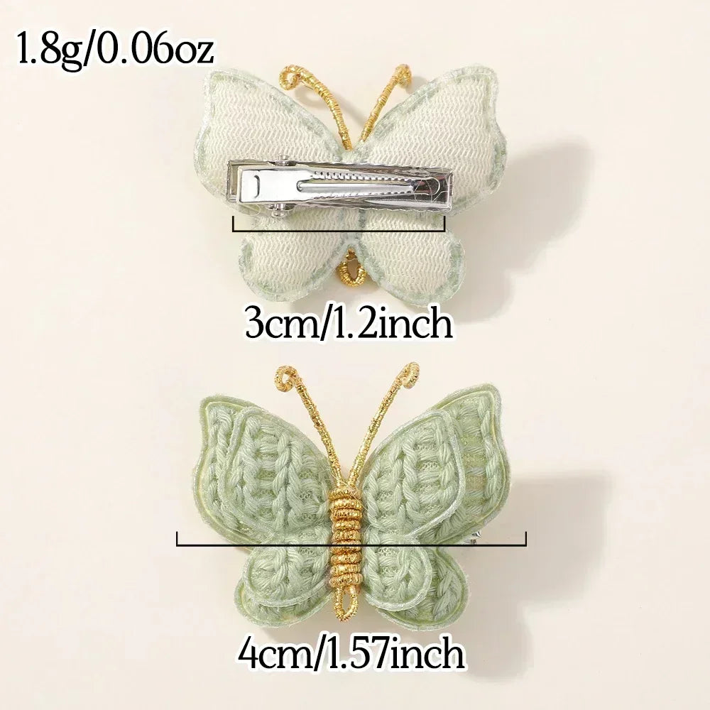 12Pcs Mini Butterfly Knitted Crochet Hair Clips for Baby Girl Handmade Headgear Wool Braided Hairpins Hair Accessories