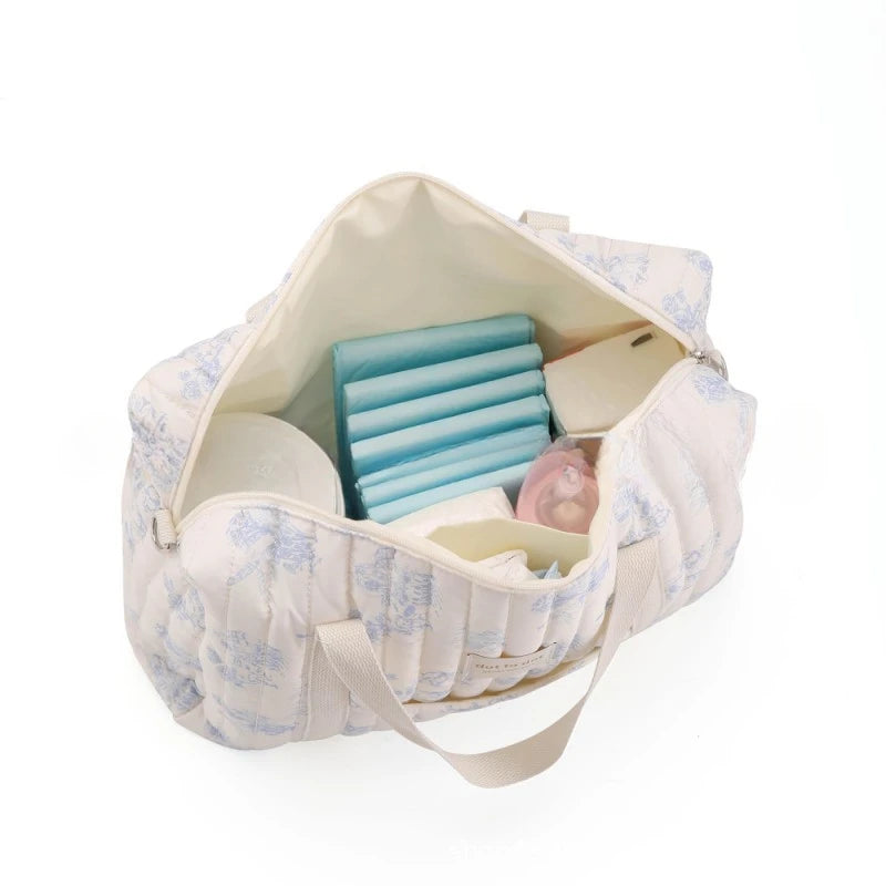 Multifunctional Large Capacity Mommy Bag Women Travel Tote Bag Baby Organizer Diaper Bag Floral Print Shoulder Crossbody Bag