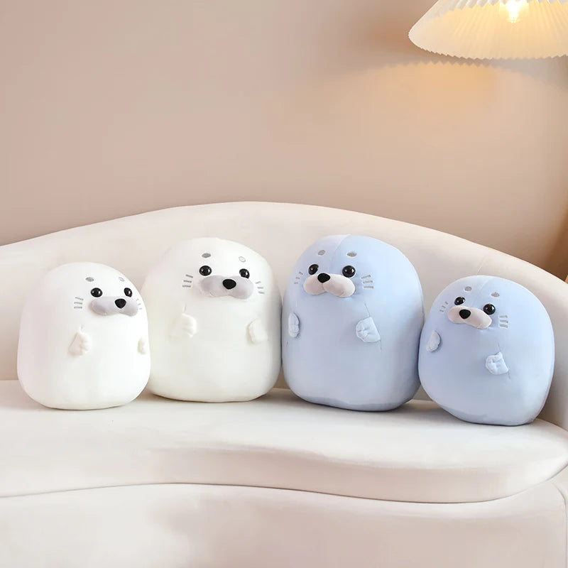 New Adorbale Furry Plush Seal Plush Toy Stuffed Down Cotton Fat Round Animal Sea Lion Doll Sleep Pillow Cushion Kawaii Gifts