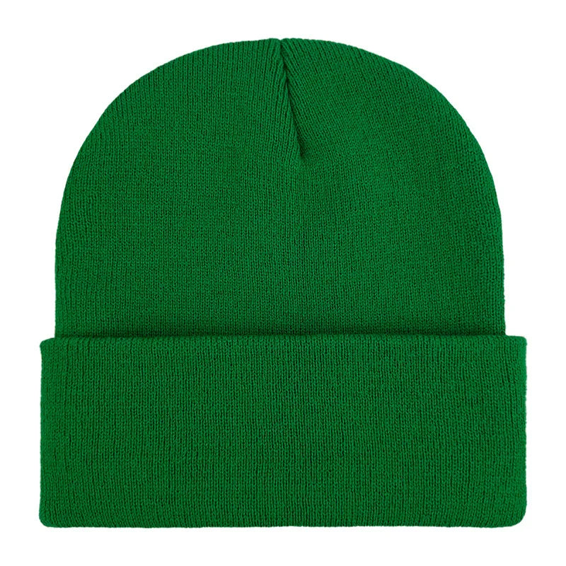 Knitted Hat For Men And Women Warm Beanie Model M01 Solid Color Rolled Edge