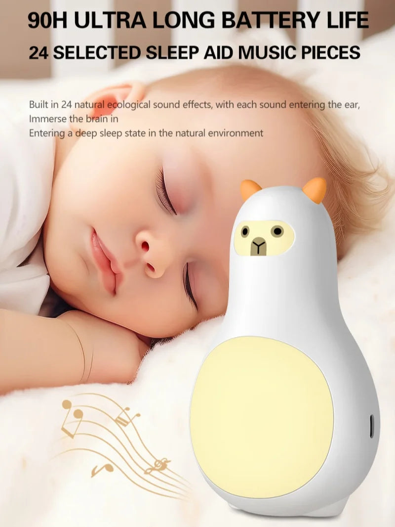 White Noise Machine M9 Portable Sleep Aid with Night Light and 24 Types of Music Cute Appearance Intelligent Sleep Monitor