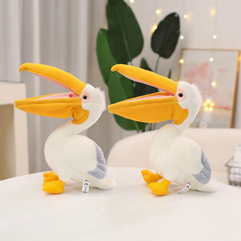 New Cartoon Pelican Plush Toys Realistic White Pelican Stuffed Bird Animal Soft Dolls Promotional Cheap Christmas Birthday Gifts