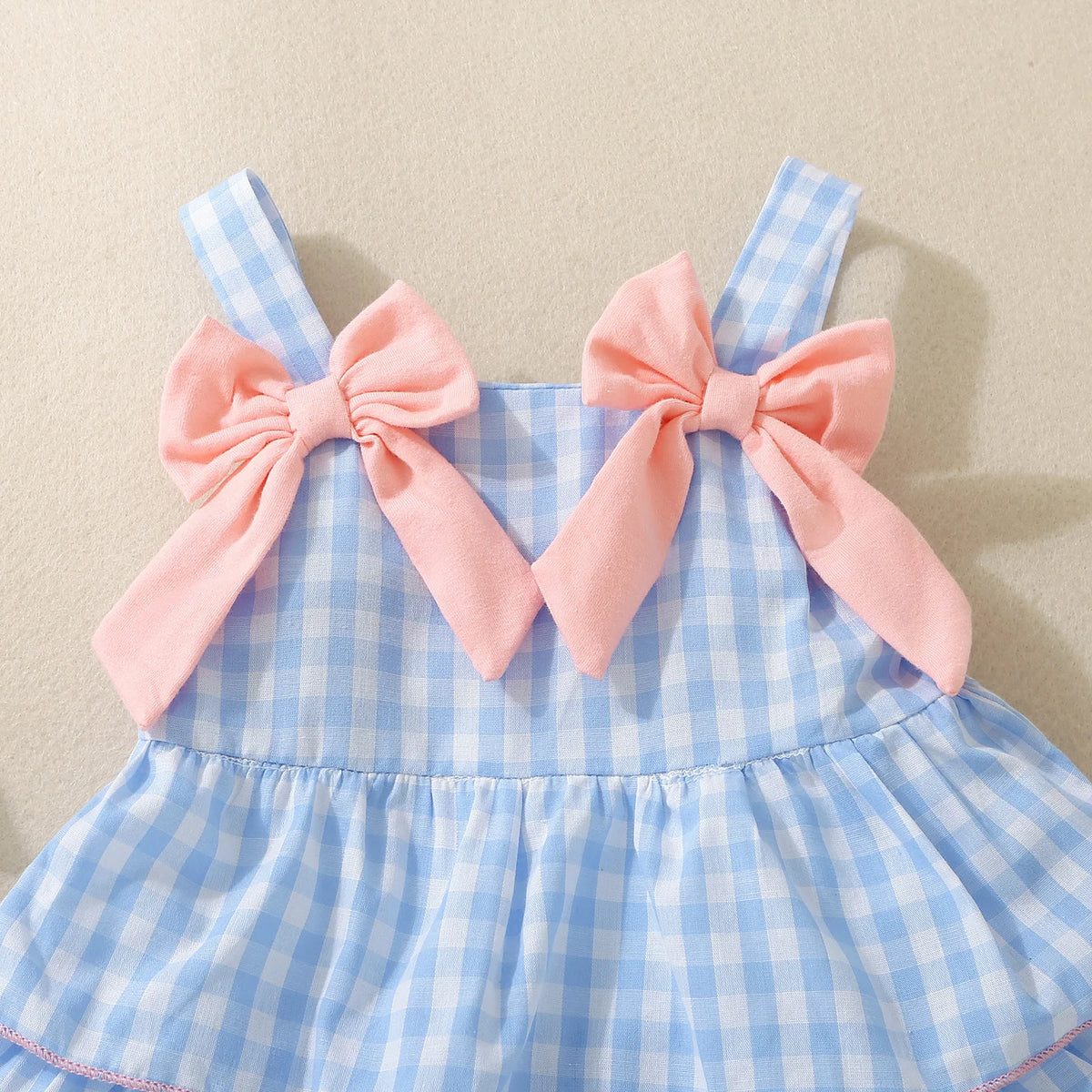 Summer female baby blue bow strap dress sweet and cute