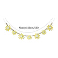 Ins Nordic Style Yellow Wooden Daisy Wreath, Spring Vibe Home Decor Wall Hanging, Wedding Decoration Garland, Four Seasons Room Wall Decoration Garland, Tent Curtain, Festival Event Wall Hanging Decoration