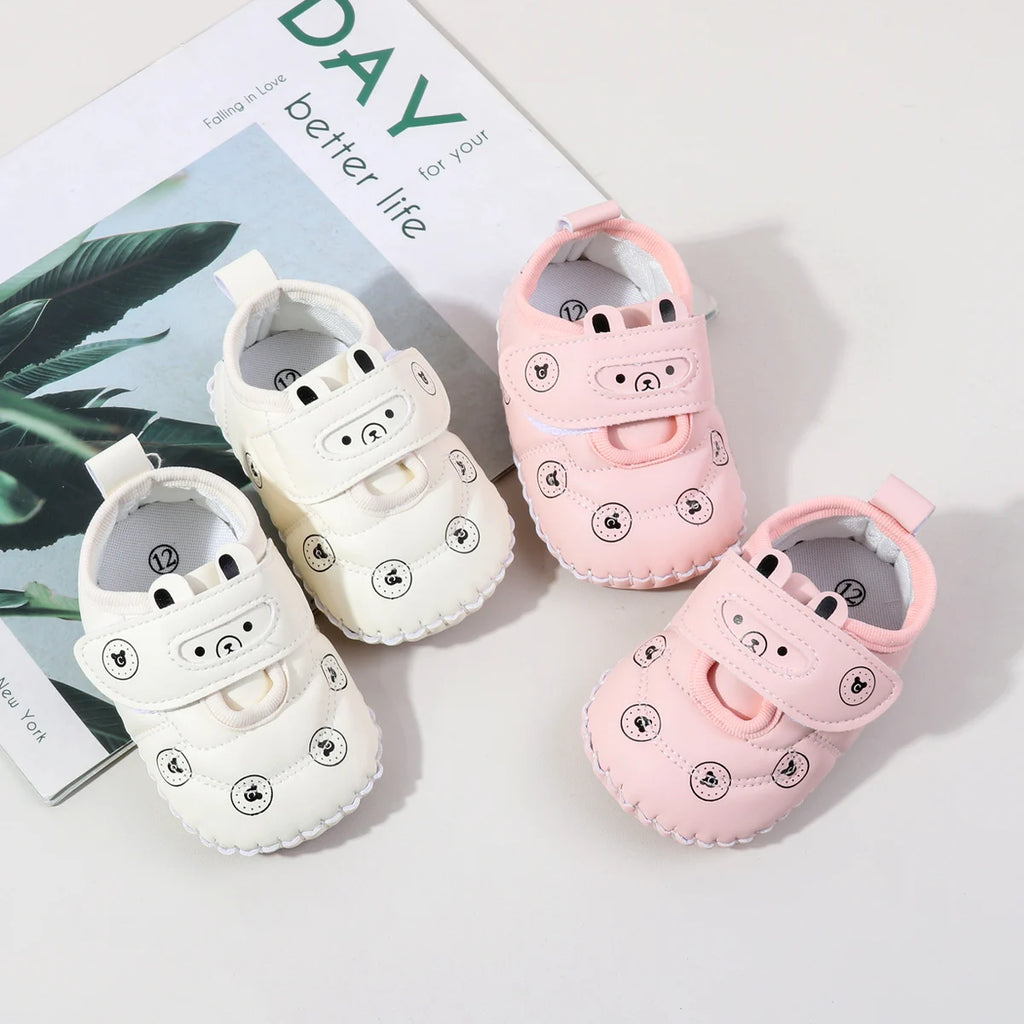 Spring And Autumn Baby Boy's And Girl's First Walking Toddler Shoes 0-18 Months Baby Unisex Sneaker Hook-loop Design