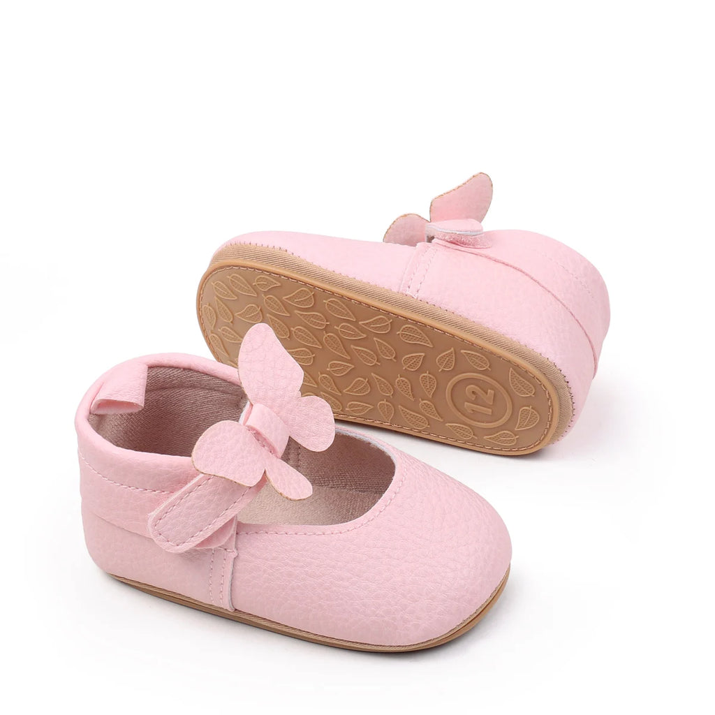 New Spring And Summer Baby Shoes Indoor Learning Shoes Butterfly Velcro Princess Shoes Anti-slip Baby Shoes